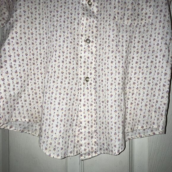 Girl’s Vintage Shirt Sz 12 Little Flowers Pointed Collar Button Down SS Spring - Picture 3 of 9